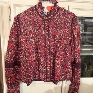 FARM Rio Burgundy Floral Blouse